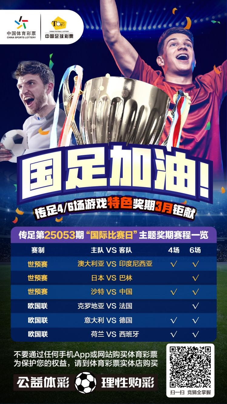 國足加油！傳足特色獎(jiǎng)期第25053期聚焦國際比賽日
