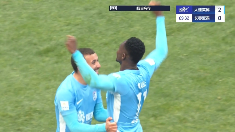 馬萊萊大連處子球！呂焯毅助攻馬萊萊破門，大連英博2-0亞泰